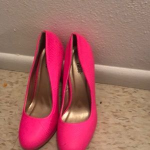 Bright pink high heels